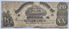 Sept 2 1861 Early CSA $ 20 Note