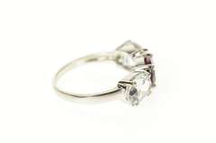 10K White Gold Three Stone Purple Tourmaline Cubic Zirconia Ring