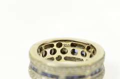 18K White Gold 1.81 Ctw 1940's Diamond Sapphire Eternity Band Ring
