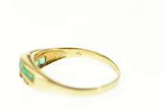 14K Yellow Gold Princess Emerald Diamond Accent Bypass Ring