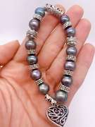 Lovely Pearl & Silver Charm Bracelet