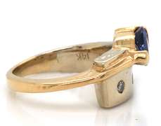 Contemporary 14kt Two-Tone Gold Tanzanite and Diamond Ring