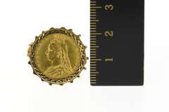 9K Yellow Gold 1892 1/2 Sovereign Victoria Jubilee Coin Ring