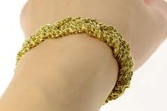 18K Yellow Gold Bvlgari Woven Braid Fancy Designer Chain Bracelet
