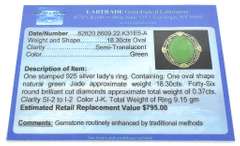 Delightful Jade & Diamond Ring in Sterling Silver
