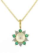Wonderful Pearl, Diamond and Emerald Necklace