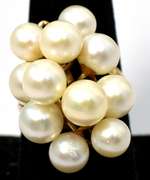 Vintage Custom Pearl Cluster Ring in 14KT Yellow Gold