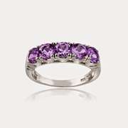 Sterling Silver 1.25 Ct Amethyst Half Eternity Band Ring,