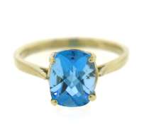 Handsome Yellow Gold Oval Blue Topaz Ring