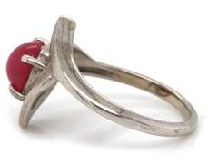 Unusual Red Star Sapphire & Florentine Finish Abstract Ring