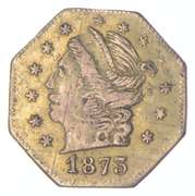 1873 California Octagonal Gold 1/4 Dollar - Scratches