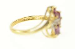14K Yellow Gold Marquise Ruby Diamond Accent Cluster Ring
