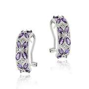 Sterling Silver 3.36ct. Amethyst & Diamond Half Hoop Earrings