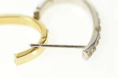 14K Yellow Gold Two Tone Resin Dotted Oval Semi Hoop Earrings