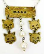 Sterling & Pearls Cat Necklace & Earrings