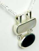 Mother of Pearl & Black Onyx Slide Pendant & Chain