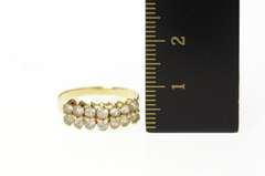 10K Yellow Gold Tiered Squared Cubic Zirconia Statement Band Ring
