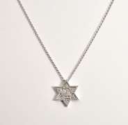 Star of David Pendant Necklace in 14K White Gold