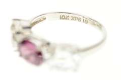 10K White Gold Three Stone Purple Tourmaline Cubic Zirconia Ring