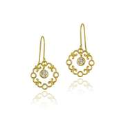 10K Gold CZ & Filigree Dangle Earrings