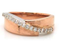 Captivating 14kt RG Diamond Wave Ring