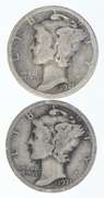 Lot (2) 1921 Mercury Dime