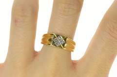 18K Yellow Gold 0.46 Ctw Princess Diamond Squared Men's Ring