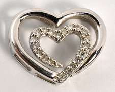 Modern Heart in a Heart Diamond Pendant
