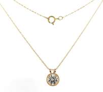 Fancy 14kt YG Round Brilliant Cut Bezel Set CZ Necklace