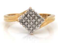 Contemporary 10kt YG Diamond Cluster Bypass Ring