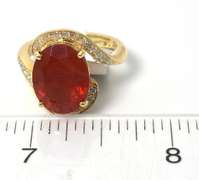 Marvelous Fire Opal & Diamond Ring, 14KT