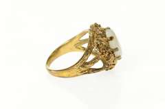 10K Yellow Gold Natural Opal Ornate Retro Floral Statement Ring