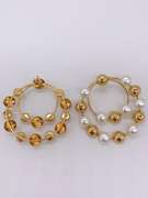 Sterling Silver & 22kt GP Pearl Earrings
