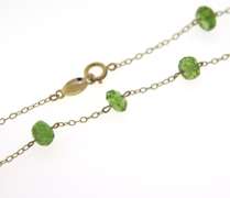 Elegant 14kt YG Faceted Peridot Bead Station Necklace