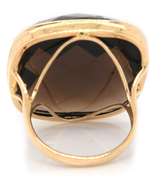 Amazing 14kt YG Checkerboard Cut Smokey Quartz Ring