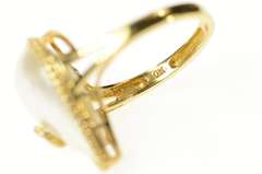 10K Yellow Gold Pearl Ornate Rope Trim Statement Cocktail Ring