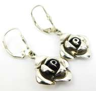 Sterling Silver Rose Flower Drop Earrings