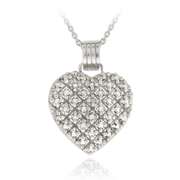 Sterling Silver Diamond Accent Pave Heart Necklace