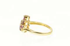 14K Yellow Gold Marquise Ruby Diamond Accent Cluster Ring