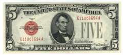 Scarcer Ch CU 1928-B Small Size Series $5 Red Seal Note