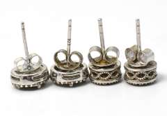 2 Pairs of Sterling Silver Earrings with Diamonds