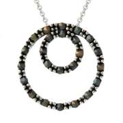 Sterling Silver Marcasite Double Circle Eternity Pendant