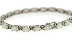 Sterling Silver 5ctw Blue Opal & Diamond Bracelet