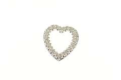 14K White Gold 0.48 Ctw Diamond 1950's Classic Heart Pendant