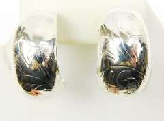 Wide Sterling Silver Engraved Hoop Earrings