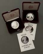 1987 S &1991 S Proof Silver Eagles With Boxs Papers
