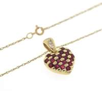 Great Ruby and Diamond Heart Pendant on Chain