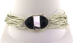 Sterling Silver 50 Strands Lapis Bracelet