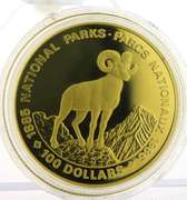 Two gold coins 1985 and 1986 Canadian 100 Dollar Commemorative Coins