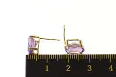 14K Yellow Gold Oval Amethyst Solitaire Classic Stud Earrings